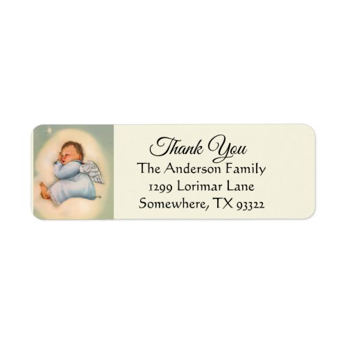 Baby Boy Angel Religious Thank You Label