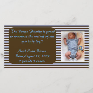 Baby Boy Announcement - Brown and Blue