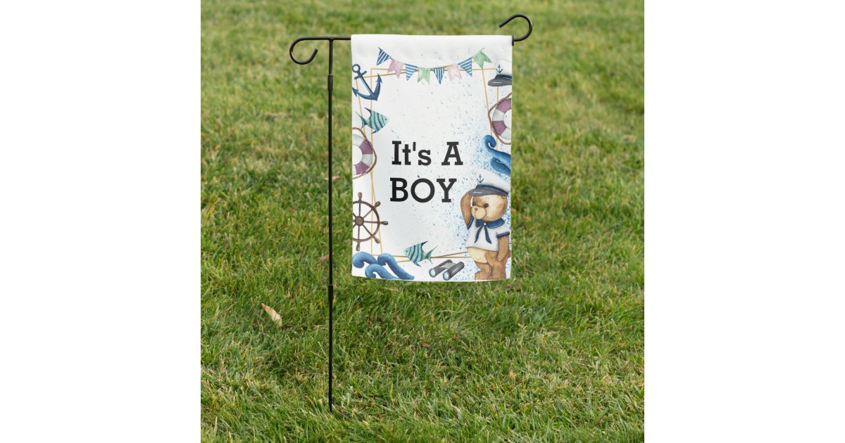 Baby Boy Announcement Garden Flag Zazzle