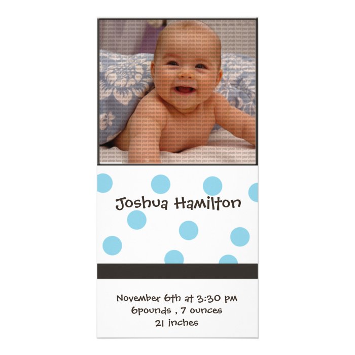 baby boy announcement photo card