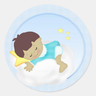 Baby Boy Announcement/Shower Magnets Classic Round Sticker