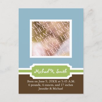 Baby Boy Announcement Template - Customized by eBabyz at Zazzle