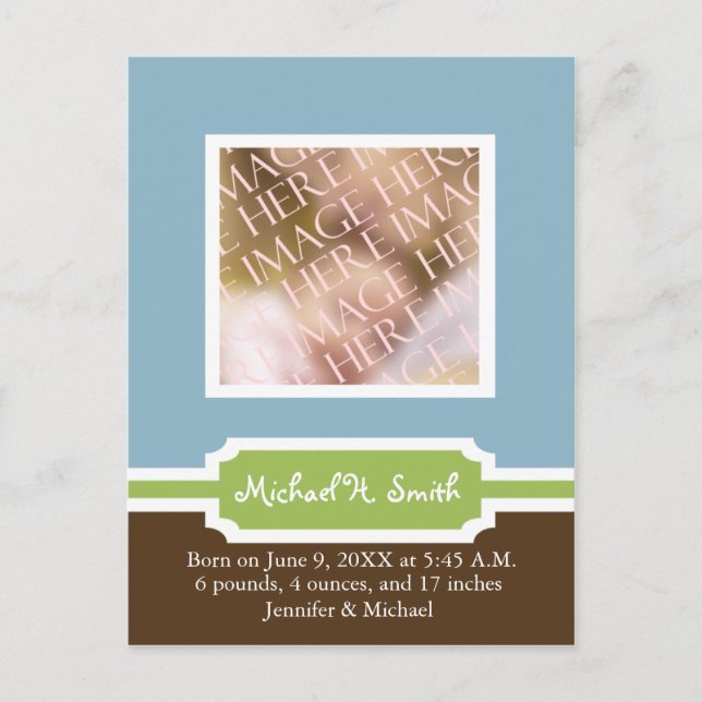 Baby Boy Announcement Template - Customized (Front)