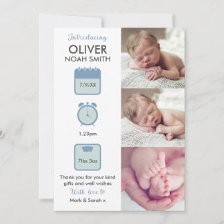 Baby boy announcement/thank you card