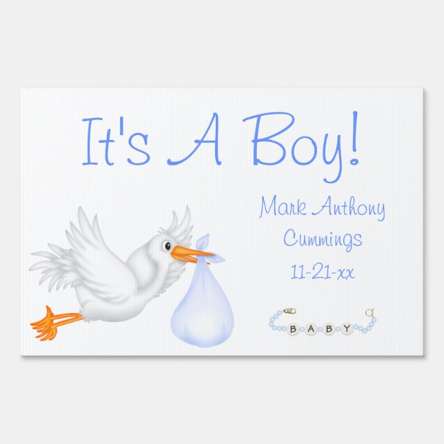 Baby Boy Announcement Yard Sign (Front)