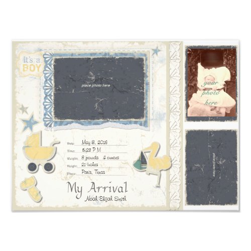 Baby Boy Arrival Scrapbook Title Page Photo Print