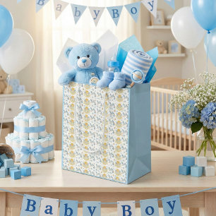 Baby Boy Arrival Stork Angel Announcement Medium Gift Bag