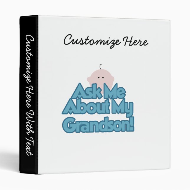 Baby Boy Ask About My Grandson Gifts 3 Ring Binder (Front/Spine)