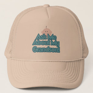 Baby Boy Ask About My Grandson Tshirts and Gifts Trucker Hat