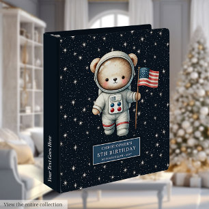 Baby Boy Astronaut Teddy Bear Birthday Keepsake 3 Ring Binder
