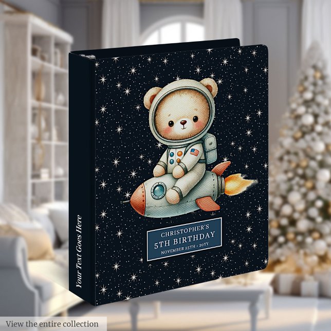 Baby Boy Astronaut Teddy Bear Custom Name Photo 3 Ring Binder (Baby Boy Astronaut Teddy Bear Custom Name Photo 3 ring binder)