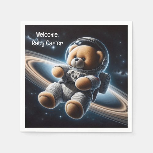 Baby Boy Astronaut Teddy Bear Napkins