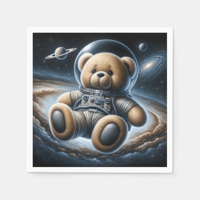 Baby Boy Astronaut Teddy Bear Napkins (Front)