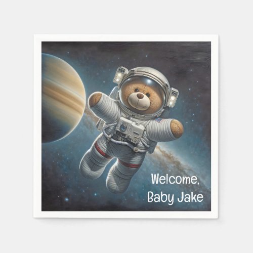 Baby Boy Astronaut Teddy Bear Napkins