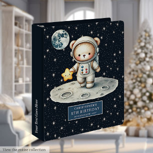 Baby Boy Astronaut Teddy Bear Personalized Gift 3 Ring Binder