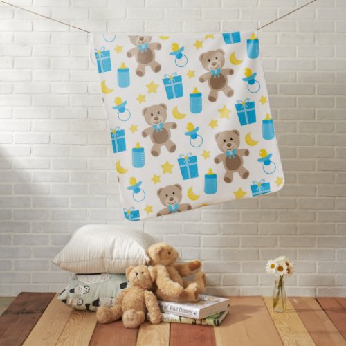 Baby Boy Baby Blanket with Teddy Bears