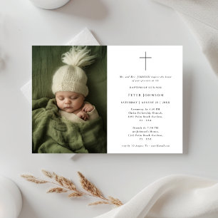 Baby Boy Baby Girl Christening Photo Baptism Invitation