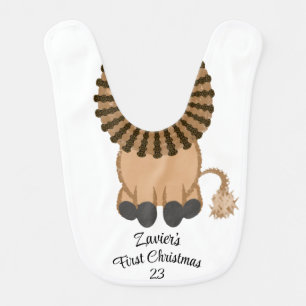 Baby Boy Baby Girl First Christmas Cartoon Lion Bib