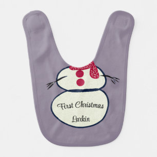 Baby Boy Baby Girl First Christmas Snowman Scarf Bib
