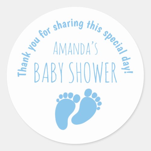 Baby Boy Baby Shower Blue  Classic Round Sticker