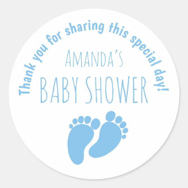 Baby Boy Baby Shower Blue  Classic Round Sticker (Front)