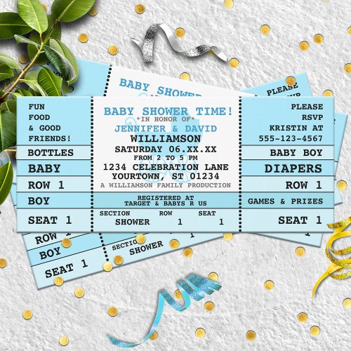 Baby Shower Blue Concert Ticket Invitation