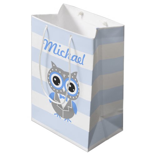 Baby Boy Baby Shower Cute Owl Blue Gift Bag