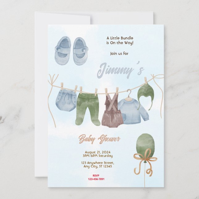 Baby Boy Baby Shower Invitation (Front)