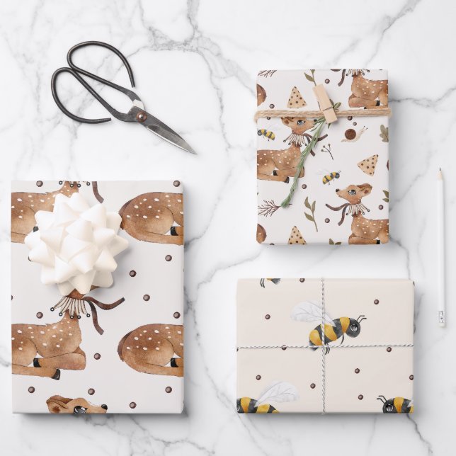 Baby Boy Baby Wild Animal  Wrapping Paper Sheets (Front)
