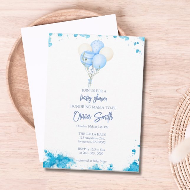 Baby Boy Balloon Baby Shower Invitation (Creator Uploaded)