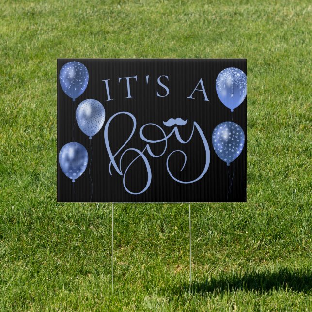 Baby Boy Balloons | Blue It's a Boy Newborn Quote Sign (Insitu)