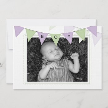 Baby Boy Banner Flags Birth Photo Announcement by Pip_Gerard at Zazzle