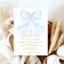 Baby Boy Baptism Blue Bow