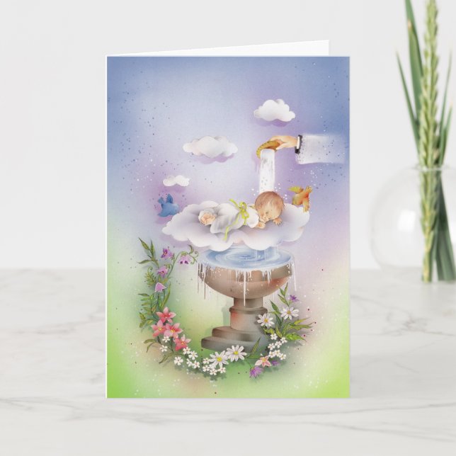 Baby boy baptism card (Front)