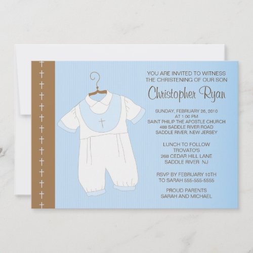 Baby Boy Baptism / Christening Inviation Personalized Invitations