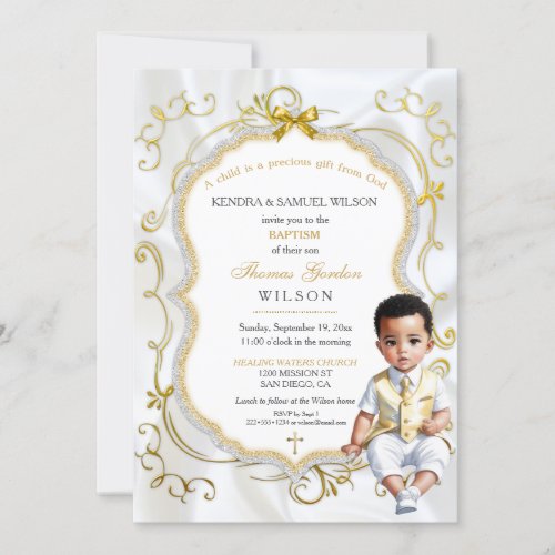 Baby Boy Baptism Communion Christening Bible Invitation