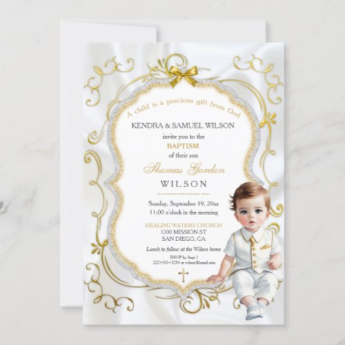 Baby Boy Baptism Communion Christening Bible Invitation