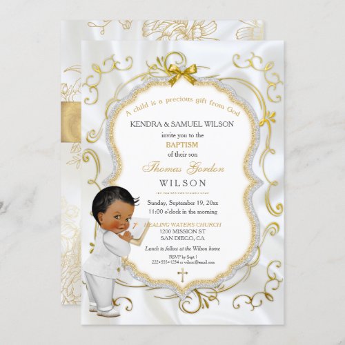 Baby Boy Baptism Communion Christening Bible Invitation