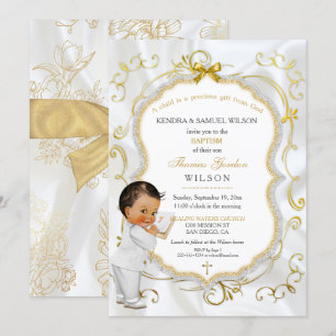 Baby Boy Baptism Communion Christening Bible Invitation