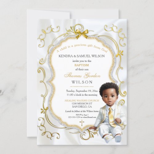 Baby Boy Baptism Communion Christening Bible Invitation