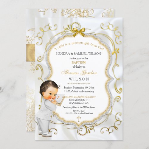 Baby Boy Baptism Communion Christening Bible Invitation