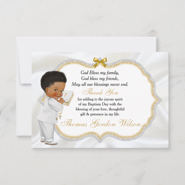 Baby Boy Baptism Communion Thank You (Front)
