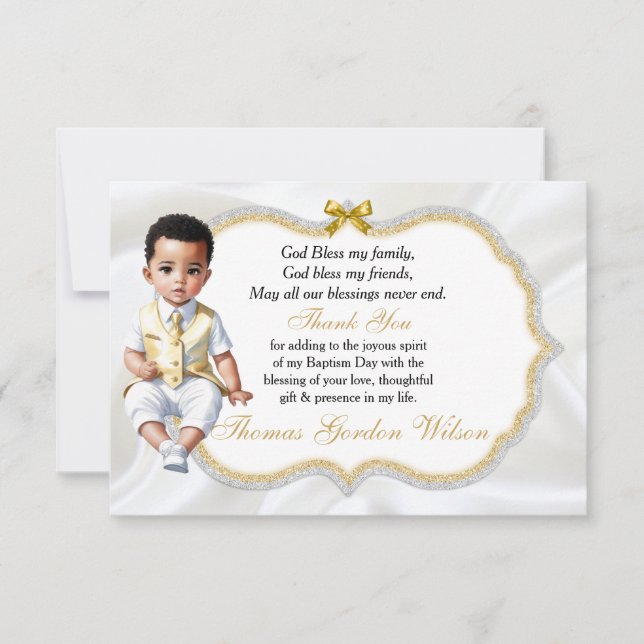 Baby Boy Baptism Communion Thank You (Front)