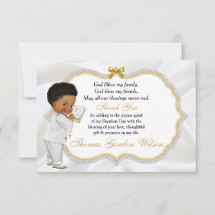 Baby Boy Baptism Communion Thank You Card