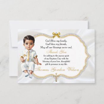 Baby Boy Baptism Communion Thank You Gold Cross by HydrangeaBlue at Zazzle