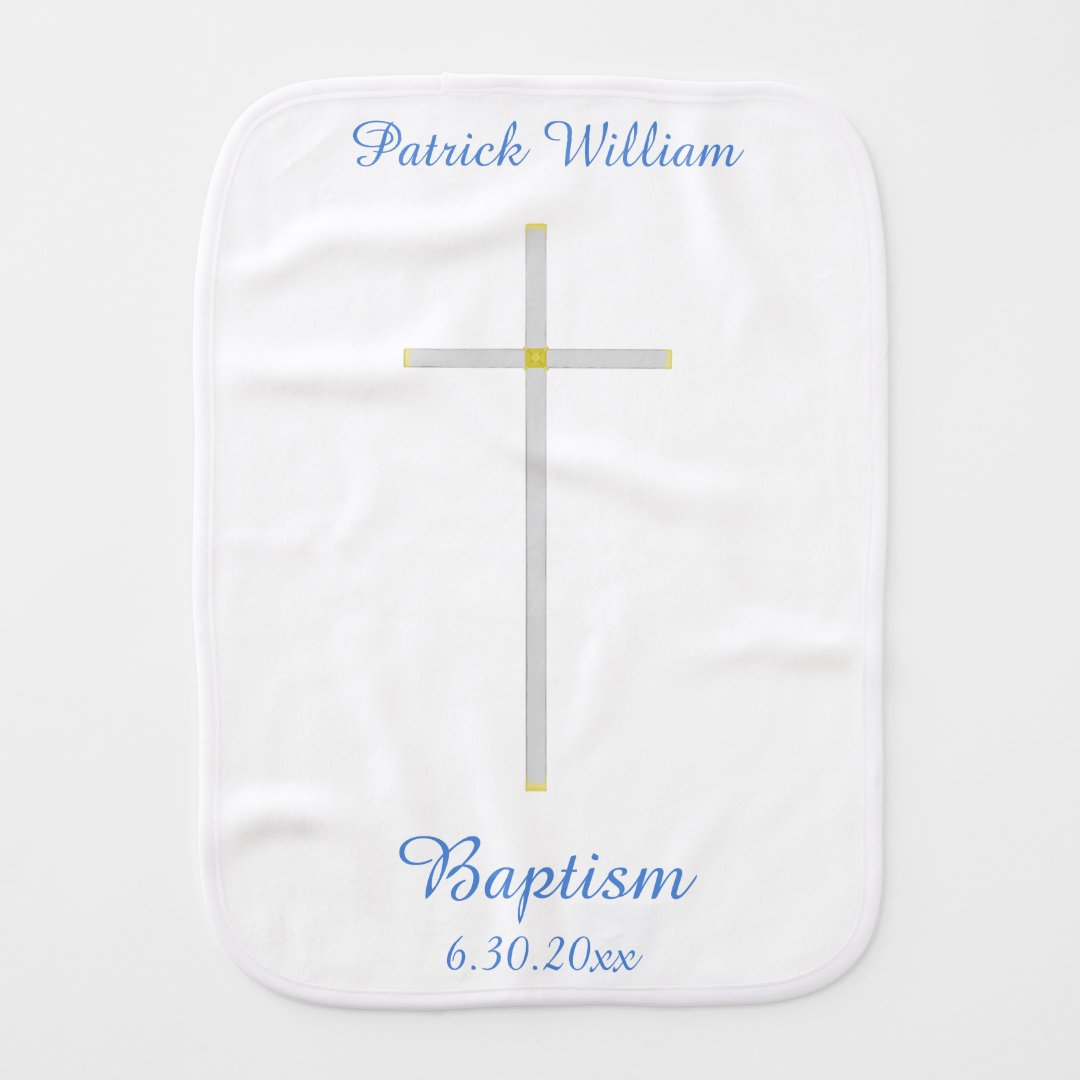 Baby Boy Baptism Cross Baby Burp Cloth Zazzle