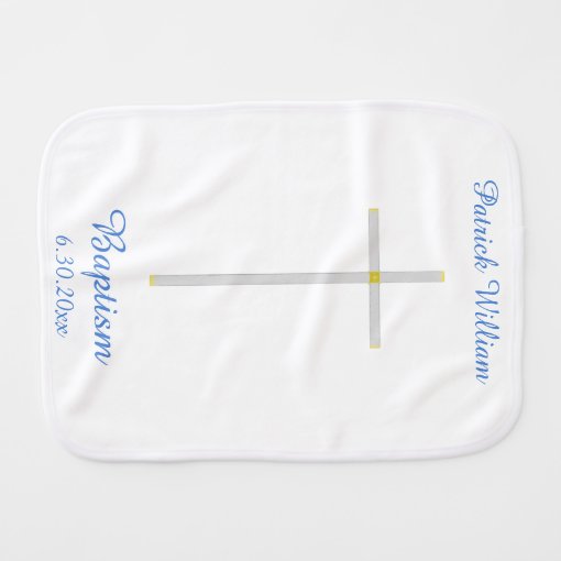 Baby Boy Baptism Cross Baby Burp Cloth Zazzle