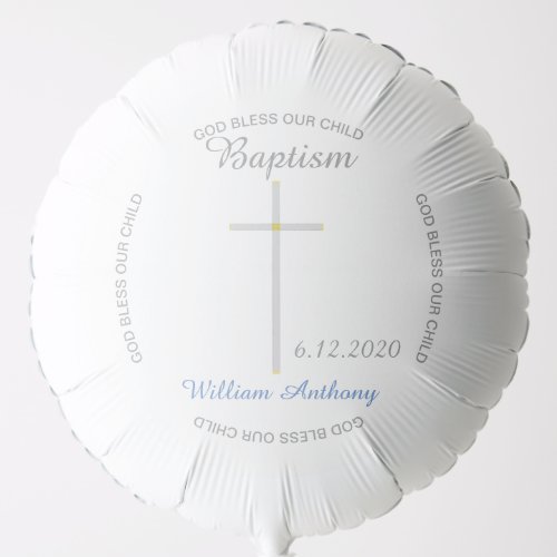 Baby Boy Baptism Cross Balloon