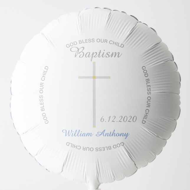 Baby Boy Baptism Cross Balloon (Front)