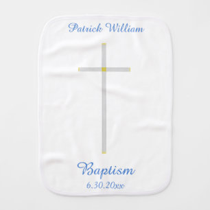 Baby Boy Baptism Cross Burp Cloth